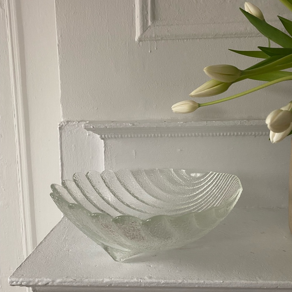 Vintage Glass Shell Bowl